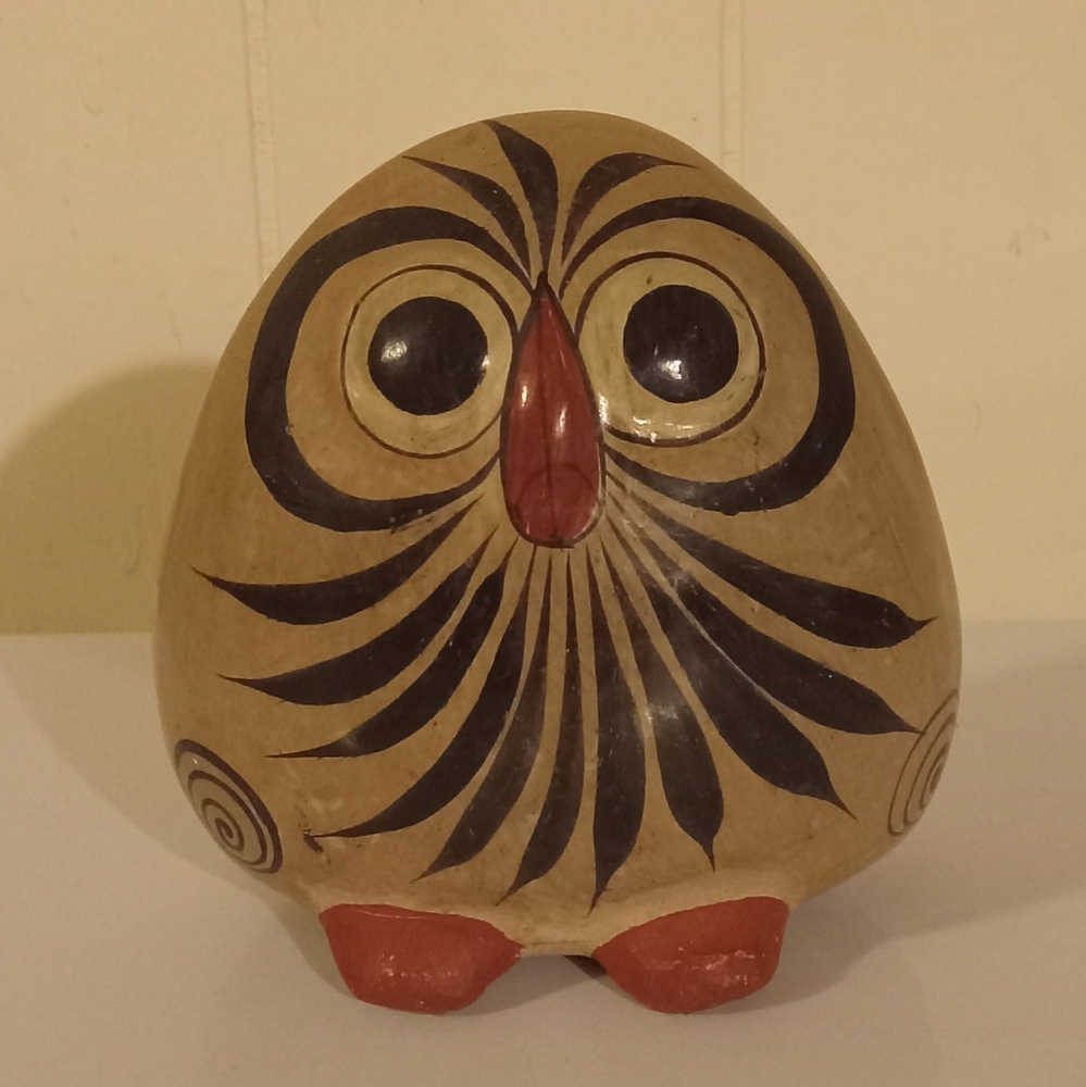 Tonala Pottery Owl Mexican Folk Art Decor